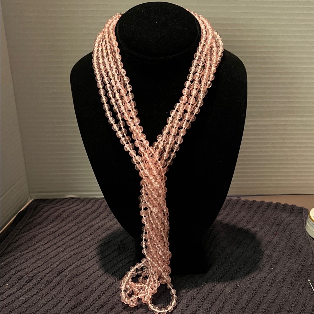 Elegant Pink 6 Strand Beaded Necklace
